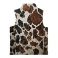 thumbnail image 5 of Xoenoiee Vintage Brown Cow Pattern Girls Boys Zippered Vest Sleeveless Coat Stand-Up Collar Warm Soft Fleece Outerwear Jacket with Pockets, 7-8 Years, 5 of 7