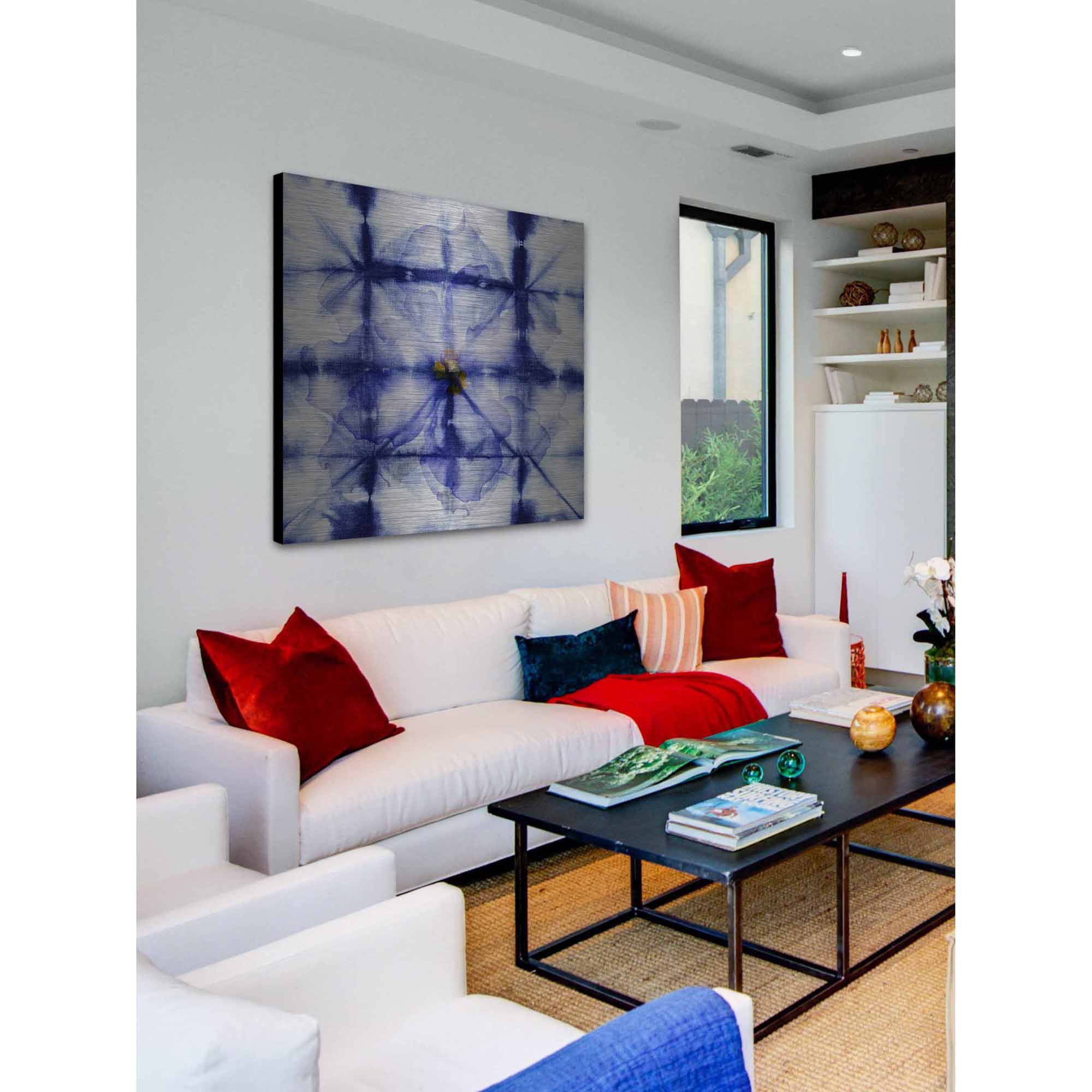 Parvez Taj  'Boxed in Blue' Painting Print on Brushed Aluminum 18 x 18