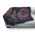 thumbnail image 2 of Vintage Rose Soft Flannel Fleece Throw Blanket, Photo of Dreamy Romantic Meadow Flowers Arrangement, Cozy Plush for Indoor and Outdoor Use, 70" x 90", Slate Blue Fuchsia, by Ambesonne, 2 of 5
