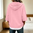 thumbnail image 7 of TZZQ 3/4 Sleeve Hoodie Sweatshirts for Women Drawstring Hood Oversized Pullover Sweatshirt Comfort Plain Long Sleeve Pullover Tops Plus Size Cute Basic Lightweight Hoodie Sweatshirts Pink Xxl, 7 of 7