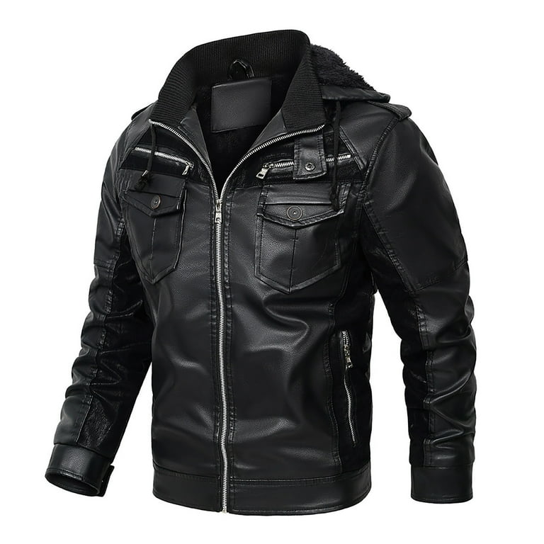 ジャケット・アウター Leather DaRucci – BLACK HOODIE- LEATHER MEN darkwear jacket leather hoodie archive ジャケット・アウター