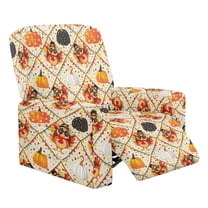 HELLHERO 1 Cushion Reclining Chair Cover Turkey Print Lazy Boy Recliner Covers That Stay in Place with Storage Pockets, Home Decor for Thanksgiving, Orange