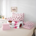 thumbnail image 6 of Manfei Classic Fashion Bowknot 7 Pieces Full Size Bedding Sets,American Rugby Print Full Size Bed in a Bag,Pink Reversible, 6 of 7