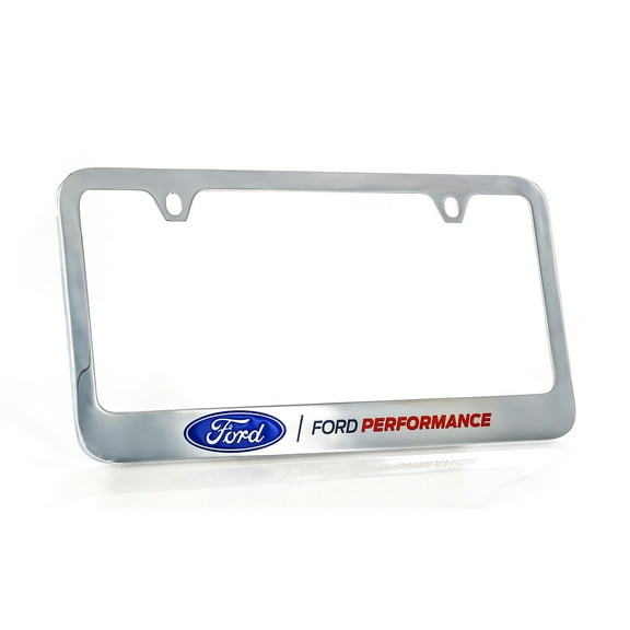Ford Performance wordmark Chrome Plated Brass Metal License Plate Frame Holder wide Bottom engraved 2 Hole