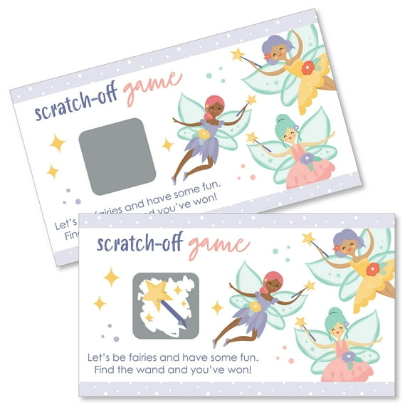 Big Dot of Happiness Let's Be Fairies - Fairy Garden Birthday Party Game Scratch Off Cards - 22 Count