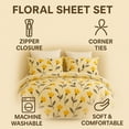 thumbnail image 2 of DaDa Bedding Yellow Fleur Floral Golden Orange Ivory Duvet Cover Set w/ Pillow Cases (18112), 2 of 11