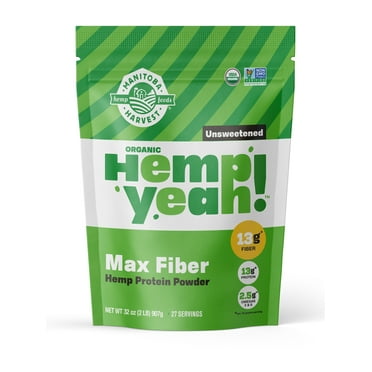 Manitoba Harvest Max Fiber Organic Protein Powder, Hemp Protein Powder Unsweetened, 32 oz, 2 lb