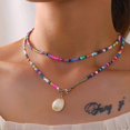 thumbnail image 2 of Pendant Necklace Shell Colorful Double Layers Jewelry Bohemian Choker Necklace for Banquet---Product code 51802, 2 of 5