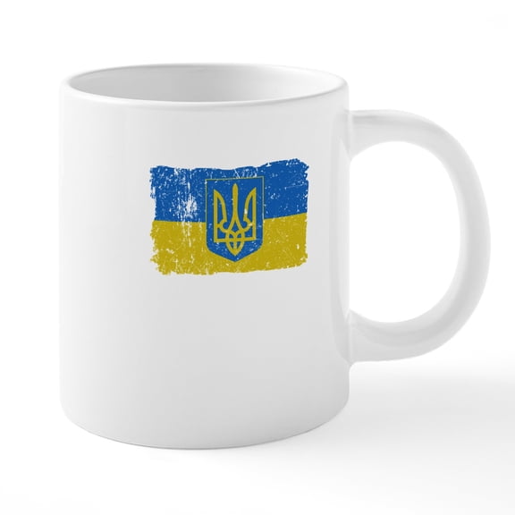 CafePress - Ukraine Coat Of Arms Flag Mugs - 20 Oz White Ceramic Mega Mug