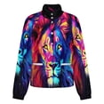 thumbnail image 5 of Jackets for Women Winter Coat Jackets Flannel Stand Collar Jacket(Colorful Lion Art,Size:S-4XL), 5 of 7