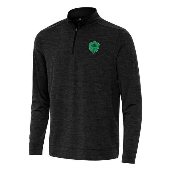 Men's Antigua Heather Black Seattle Sounders FC Bright Quarter-Zip Top