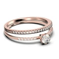 thumbnail image 2 of Dazzling Minimalist 1.05 Carat Classic Round Cut Diamond Moissanite Affordable Engagement Ring, Wedding Ring in 925 Sterling Silver With 18k Rose Gold Plating, Bridal Set, Matching Band, 2 of 4