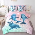 thumbnail image 1 of YST Mermaid Scales Comforter Set, Dolphin Ocean Themed, 7-Piece, Queen, 1 of 5