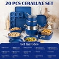 thumbnail image 2 of Granitestone Ceraluxe 20Pcs Ceramic Cookware Set Nonstick, Complete Pots and Pans Set Non Stick with 5 Pc Bakeware Set, Deep Frying Pan Set, & Steamer, Non Toxic, Oven & Dishwasher Safe, Blue, 2 of 9