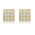 thumbnail image 6 of AVORA 14K Yellow Gold Square Pave Simulated Diamond CZ Stud Earrings, 6 of 6