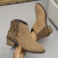 thumbnail image 4 of Women's Fashion Round-Toe Leopard Print Chunky Heel Large Size Fashion Boots Camel, 4 of 6