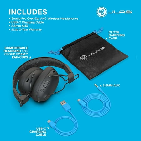 JLab - Studio Pro ANC Over-Ear Headphones - Black