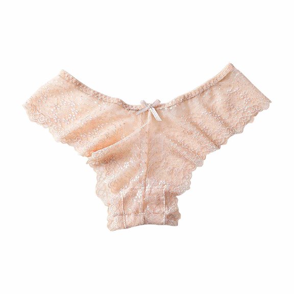 Scyoekwg Thongs for Womens Thong Low Waisted Fashion Breathable Bikini Underwear Hipster Panties Solid Color Ladies Panties Underpants(Beige,XL)