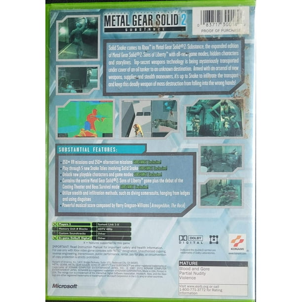 Metal Gear Solid 2 Substance sur Xbox