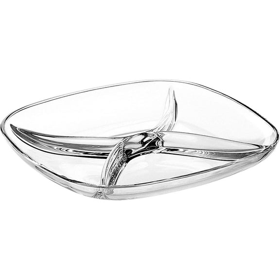 Barski - European Quality Clear Glass 4-Section Square Relish Dish, 9.5", Made in Europe