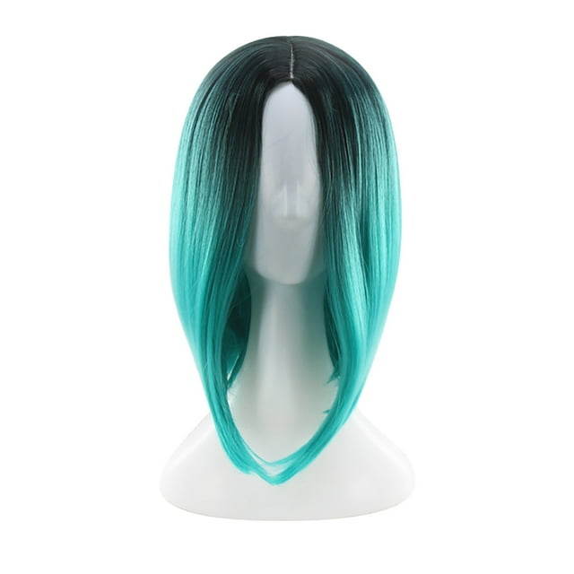 WIFKLSIIPG Party Wig Gradient Short Straight Hair Highlight Female Wig Wig Realistic Straight with Flat Bangs Synthetic Colorful Daily Party Wig Natural as Real Hair