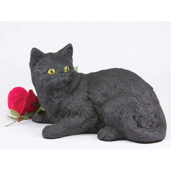 Shorthair Black Cat Cremation Pet Urn for a Cat Memorial in remembrance of your beloved family pet