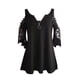 thumbnail image 4 of Puntoco Mujer Casual Encaje Media mangaｖ-Cuello Cremallera Hollow Out Camiseta Blusa tops Puntoco Puntoco-1470, 4 of 4