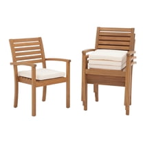OC Orange-Casual Stackable Patio Dining Chairs Set of 4, Outdoor Acacia Wooden Chairs w/Armrest & Removeable Fabric Cushion, FSC Certified Wood, for Porch, Backyard, Garden, Indoor