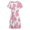 thumbnail image 4 of Strawberry Pink Cow Print Pattern Women's Dress Short Sleeve Summer Sundress Summer Women Clothes, 4 of 7
