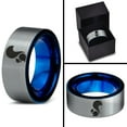 thumbnail image 4 of Tungsten Squirrel Rodent Chipmunks Band Ring 8mm Men Women Comfort Fit Blue Flat Cut Brushed Gray Polished, 4 of 4