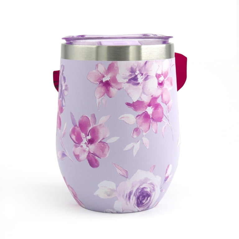 Hi Peach Layne, Mother's Day Gift Set, Purple Floral Wine Tumbler