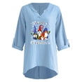 thumbnail image 4 of Tops Para Mujer Tops Con Estampado Navideño Manga Larga Hombro Algodón Lino Cuello en V Blusa Túnica Suelta Odeerbi  ODB183868, 4 of 5