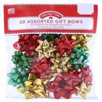 20 COUNT GIFT BOW ASSORTMENT - RED/GOLD/GREEN