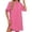 Hot Pink, variant on 2026 Spring Summer Button down Shirt Dresses for Women Long Sleeves Solid Color Mini Dress Trendy Roll-Sleeved Loose Comfy Thin Beach Vacation Frock White S