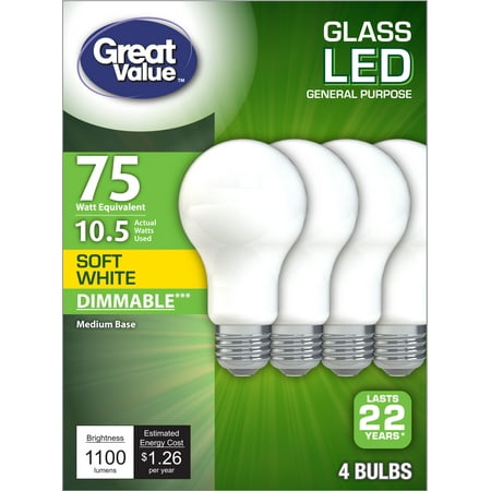 

LED Soft White Glass Light Bulb 75w 22 years Dimmable