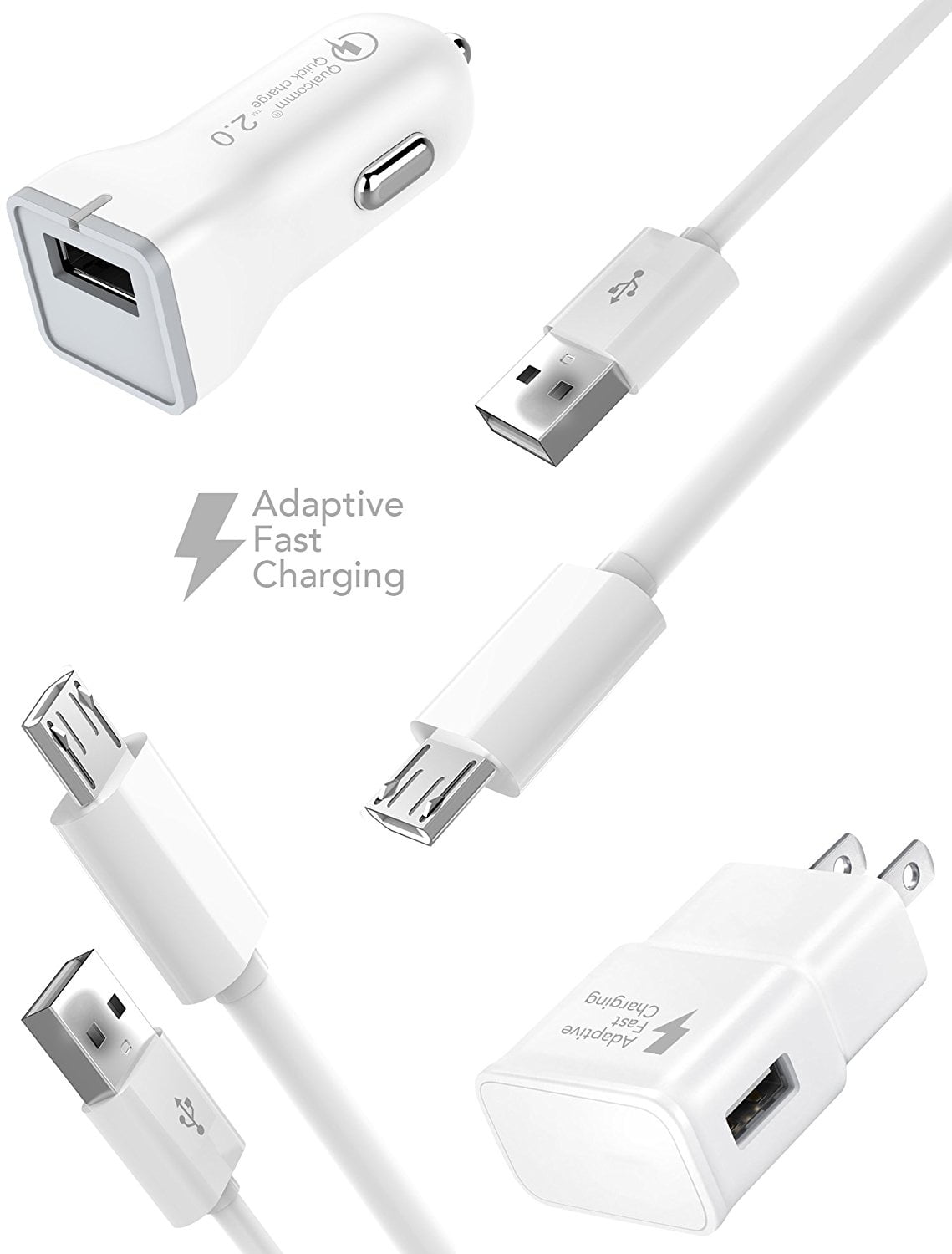 T-Mobile Samsung Galaxy S4 Mini Charger Fast Micro USB 2.0 Cable Kit by Ixir - (Fast Wall Charger + Fast Car Charger + 2 Cable)