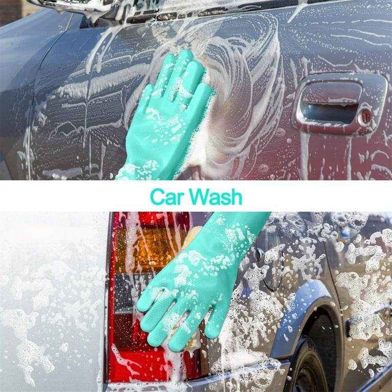 Dishwashing Gloves With Wash Scrubber, Magic Silicone Gloves Heat Resistant Reusable Cleaning 22462706288