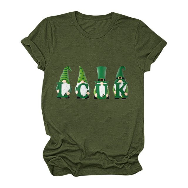 Wolfast T-Shirts pour Femmes Manches Courtes Mode Féminine Saint-Patrick Imprimé Col Rond Manches Courtes T-Shirt Décontracté Haut T-Shirts pour Femmes Mode
