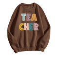thumbnail image 1 of Chandail en Molleton Imprimé à Col Rond pour Femmes Chandail Décontracté à Manches Longues pour Enseignants Étudiants Vacances Collation des Grades Anniversaire Automne Hiver Blouse Douce et Confortable, 1 of 5