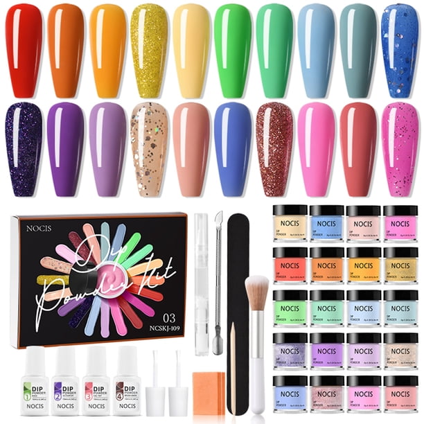 Juego de 20 colores de polvos para inmersión de uñas NOCIS Nail Art Dip