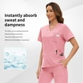 thumbnail image 4 of VIAOLI  Scrub for Women Set Y-neck Scrub Top & Cargo Pants, Breathable, Quick Drying, 4 of 6