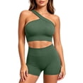 thumbnail image 7 of Miqool Women's 2-Piece Workout Set One Shoulder Sports Bra and High Waist Biker Shorts Seamless Ribbed Activewear Yoga Gym Outfits, 7 of 7