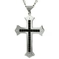 thumbnail image 1 of Crucible WCJ-P1365-C11 24 in. Stainless Steel Black Cubic Zirconia Cross Pendant Necklace, 1 of 1
