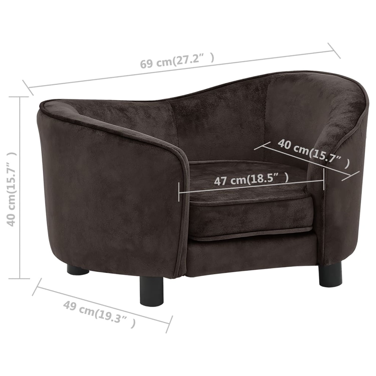 Pefilos 27.2" Dog Sofa Bed for Small Pets, Stylish Pet Sofa/Cat Couch for Furniture Faux Leather, Brown Pefilos 27.2" Dog Sofa Bed for Small Pets, Stylish Pet Sofa/Cat Couch for Furniture Faux Leather, Brown