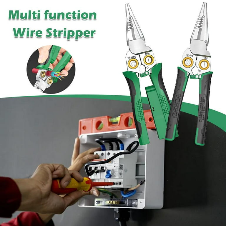 SSKFHGI Wire Strippers with Electricity Measurement Function Multifunctional Wire Stripping Pliers for Cutting and Pulling Wires Cable Scissors for Scraping and Pressing Wires with Voltage Test