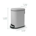 thumbnail image 4 of Acento 1.3 gal., Curved Rectangular Soft Close Premium Pedal Waste Bin Bedroom, Bathroom, Home and Office, Step On Trash Can, Matte Gray, 4 of 12