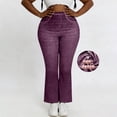 thumbnail image 4 of Stamzod Women's High Waisted Jeggings Pants Stretchy Tummy Control Bootcut Skinny Jean Leggings with Pockets Wine L, 4 of 8