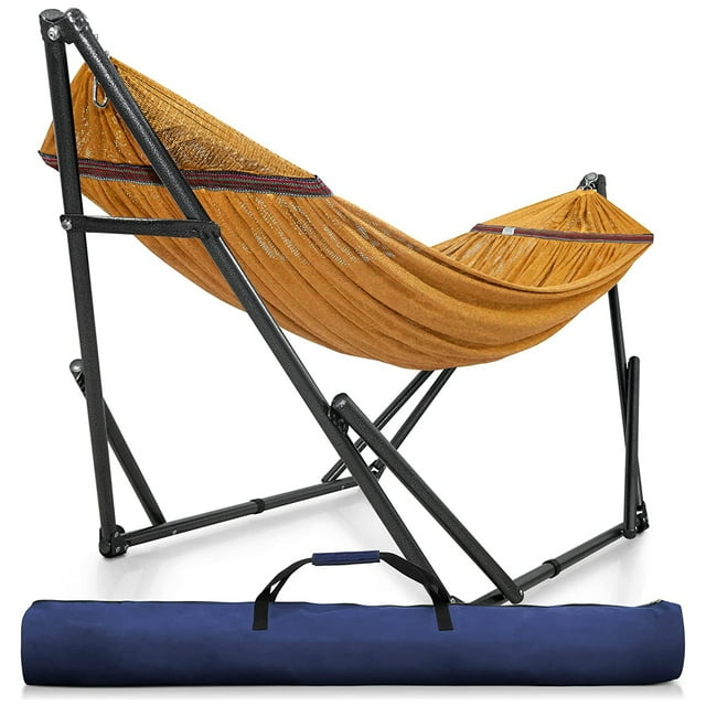 Tranquillo Hamac Double Universel 116 Pouces avec Support et Sac Ajustables, Jaune