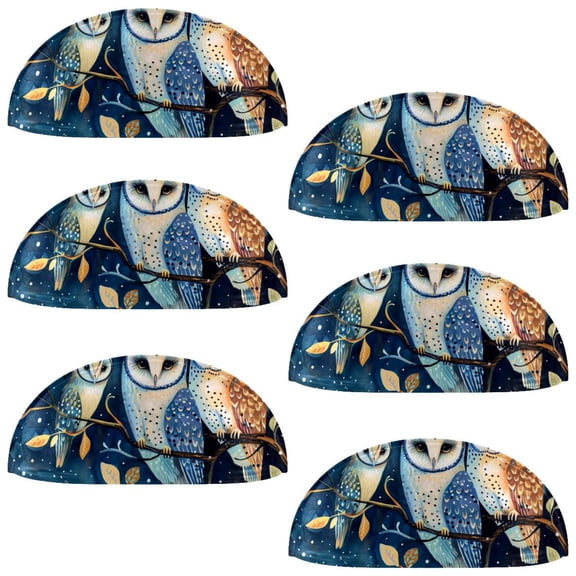 PhooArto 6 Pcs Cup Drawer Pulls, Animal Owls Leaves Shell Shape Handles Cabinet Knobs for Dresser Cupboard Closet Wardrobe with Screws