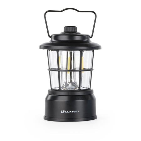 LUXPRO LP1535 265 Lumen Retro LED Lantern - Battery-Powered Emergency Lantern - LED Lamp for Power Outages, Emergency Kit, or Survival Pack - Black
